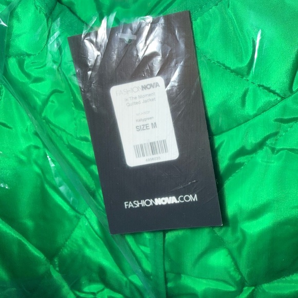 Fashion Nova Vibrant Green Quilted Puffer Jacket - Picture 3 of 3
